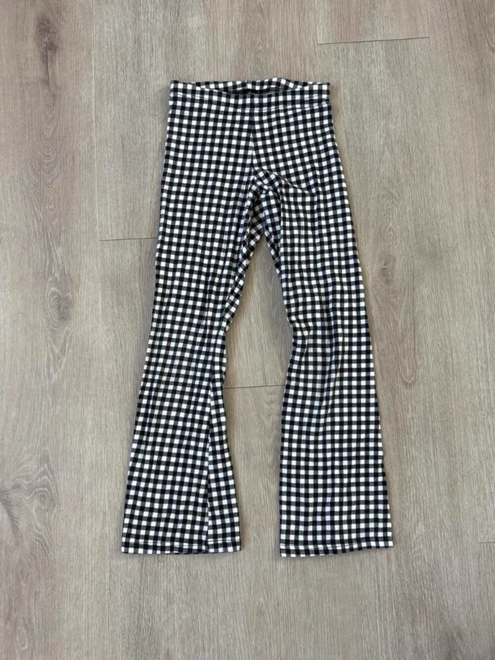 Girls Old Navy Gingham Flare Pants Black White Checkered Size M